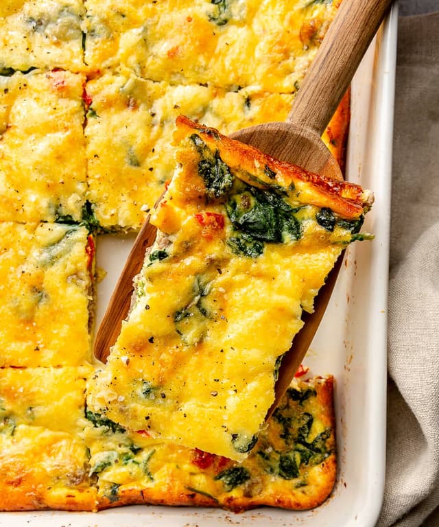 Breakfast Casserole with Spinach and Sausage Punchfork