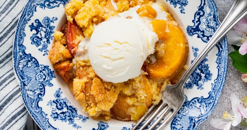Southern Peach Cobbler with Jiffy Mix Punchfork