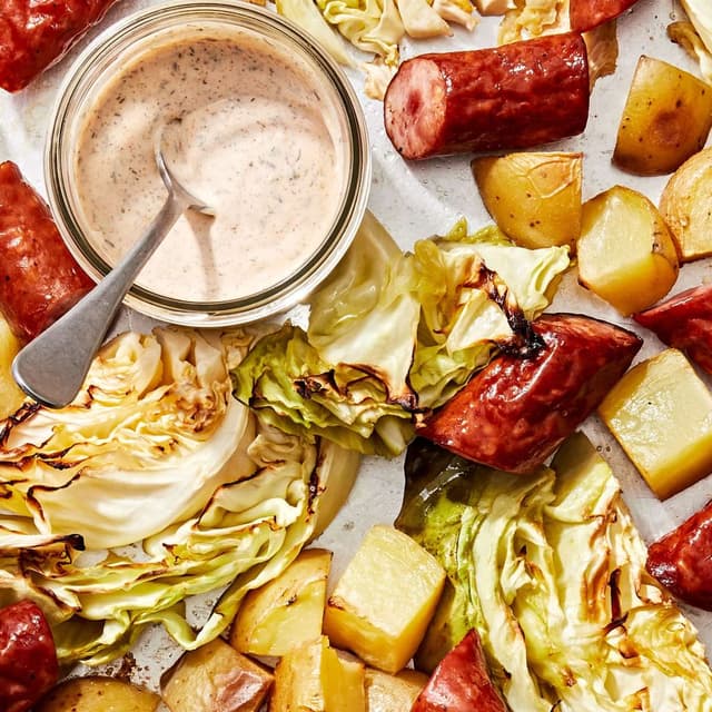 Cabbage and Sausage Sheet Pan Punchfork
