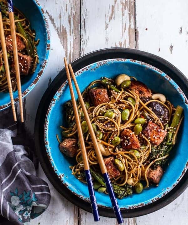 Sake and Ginger Soba Noodle Salmon Stir Fry Punchfork