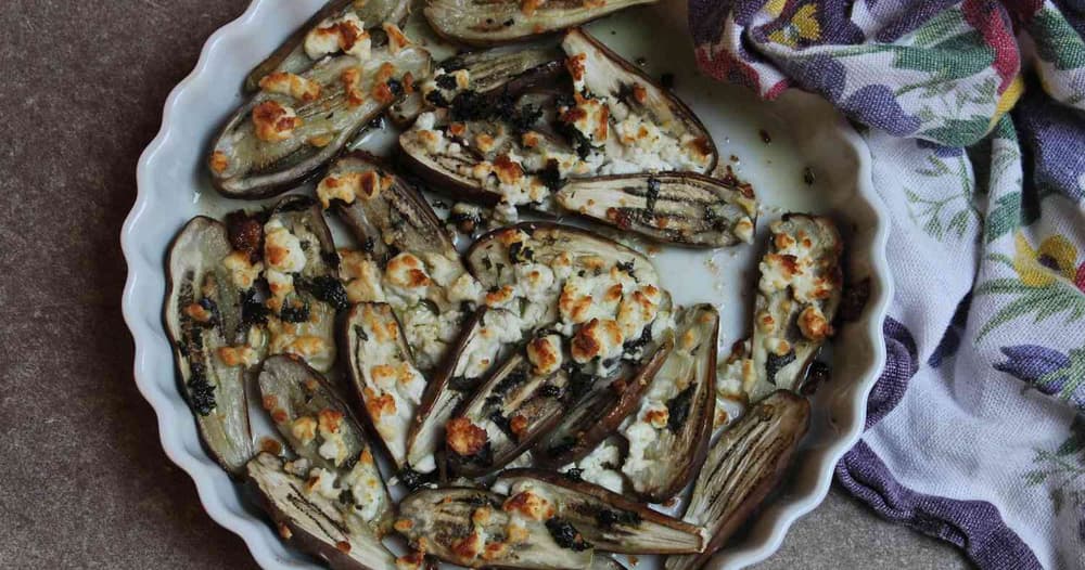 Roasted Fairy Tale Eggplants with Mint and Feta Punchfork