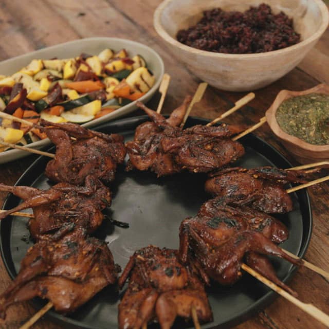 Spatchcock Rotisserie Quail with Sweet Marinade Punchfork
