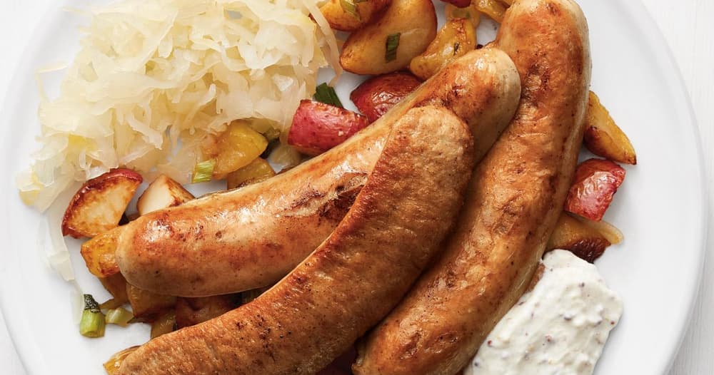 Bratwurst with Sauerkraut and ApplePotato Hash Punchfork