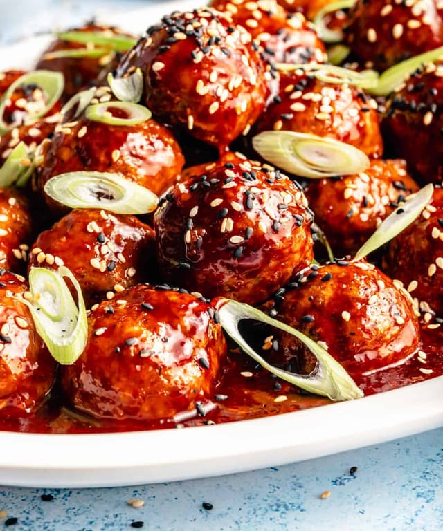 KoreanInspired BBQ Chicken Meatballs Punchfork