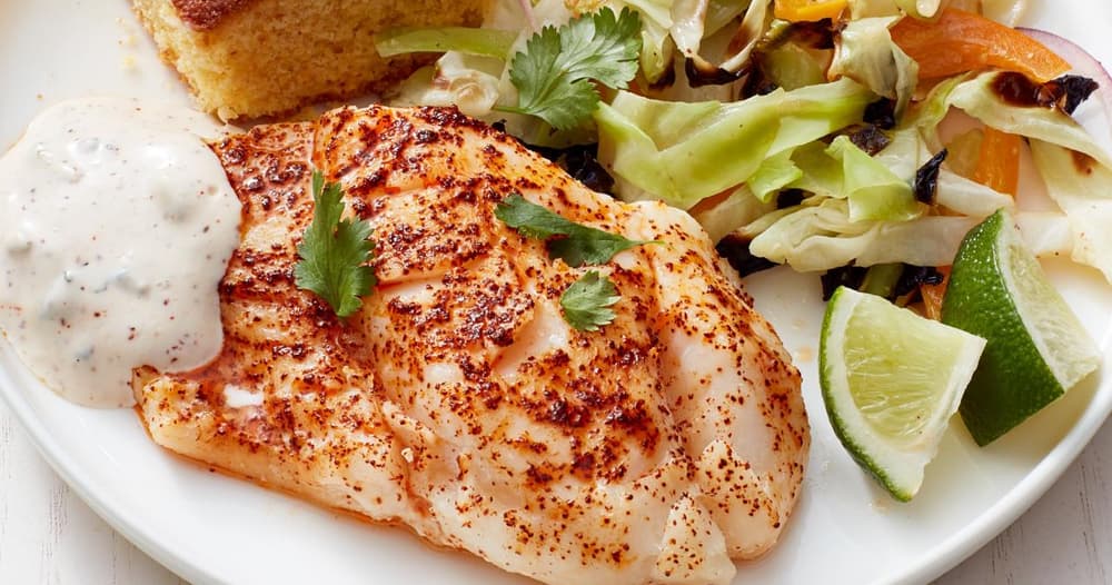 Spiced Cod Chili-Spiced Cod with Roasted Cabbage Slaw | Punchfork