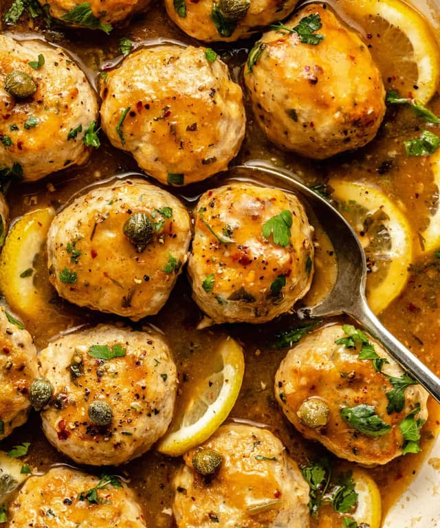 Chicken Piccata Meatballs Punchfork