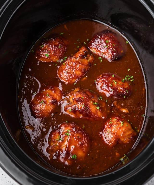 Slow Cooker BBQ Chicken Thighs Punchfork