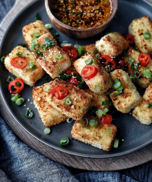 Crispy Breaded Air Fryer Tofu with Panko Punchfork
