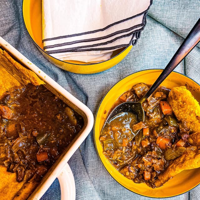 Oxtail Pot Pie with Jamaican Patty Crust Punchfork