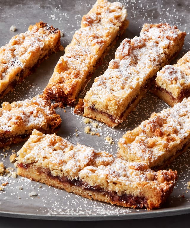 Grated Shortbread Bars with Rose Jam Punchfork