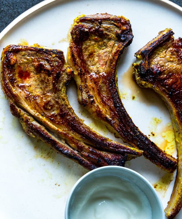 Spiced Marinated Lamb Chops with Garlicky Yogurt Punchfork