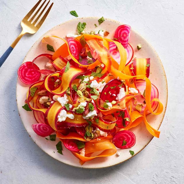 Shaved Root Vegetable Salad with Pistachios Punchfork