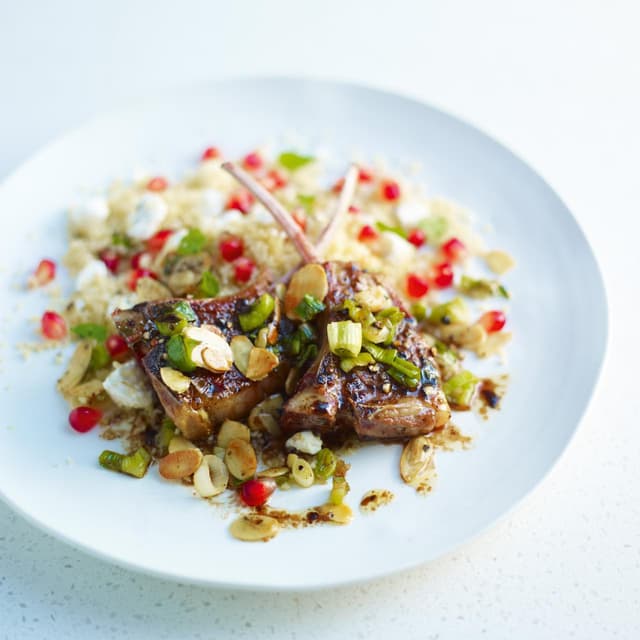 Maple-and-Balsamic-Glazed Lamb Chops with Mint, Toasted Almonds and ...