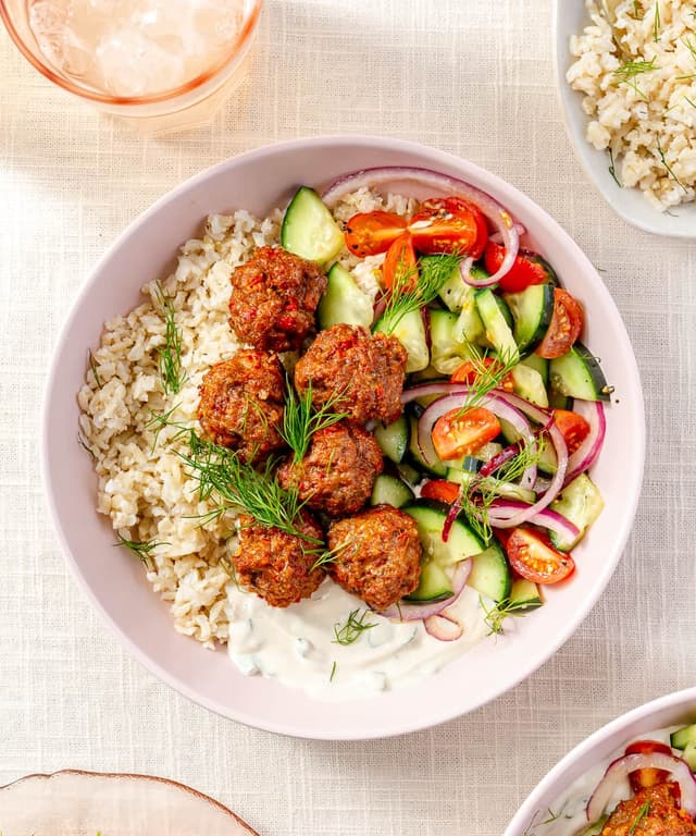 Harissa Lamb Meatball Bowls Punchfork