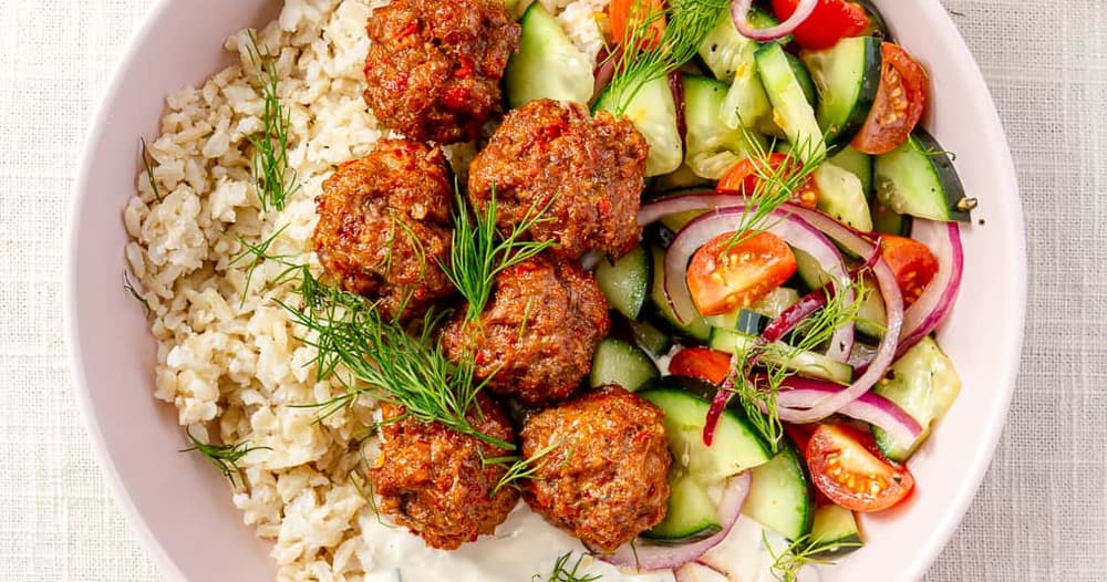 Harissa Lamb Meatball Bowls Punchfork