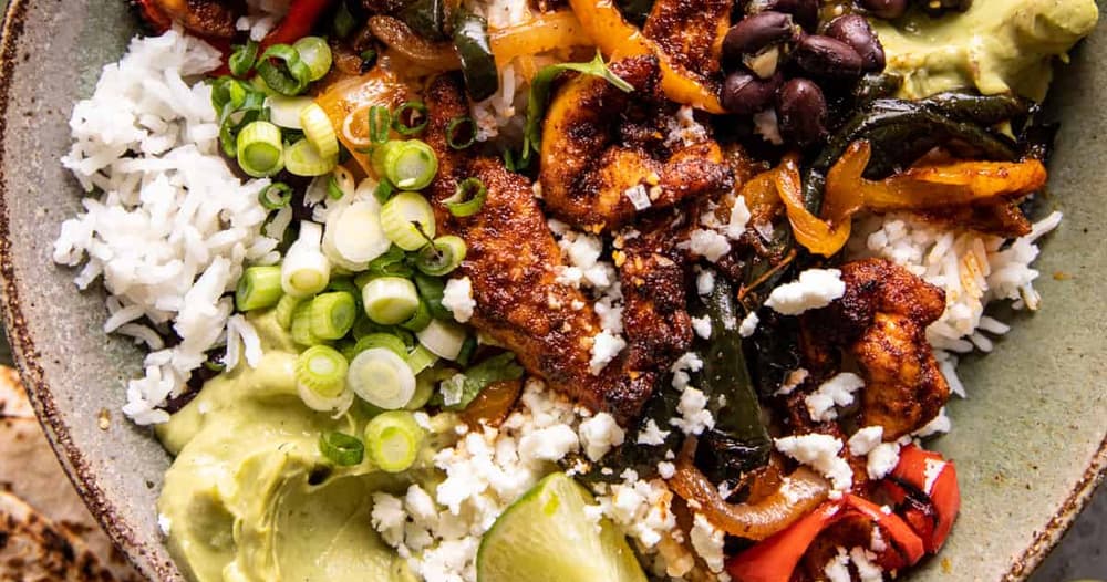 Sheet Pan Poblano Chicken Fajita Bowls Punchfork