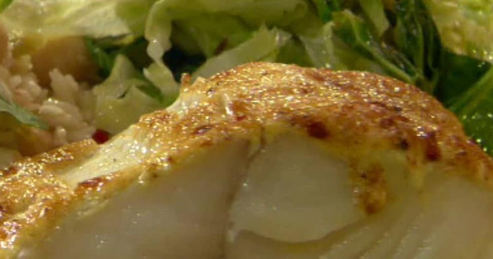 Curry-Topped Black Cod with Cumin-Scented Warm Savoy Slaw | Punchfork