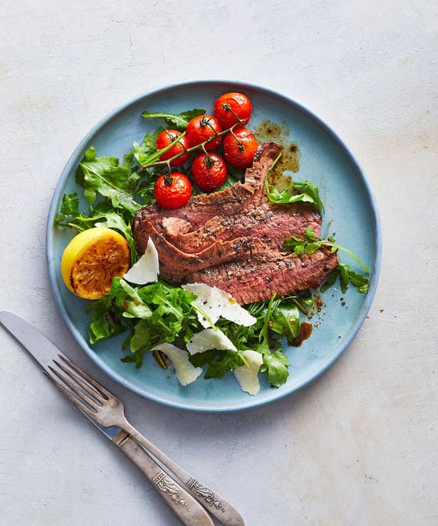 Flank Steak Tagliata with Arugula and Parmesan Punchfork