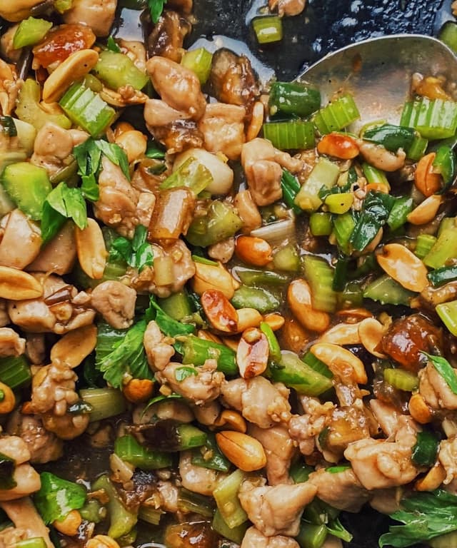 Spicy Chicken StirFry with Celery and Peanuts Punchfork