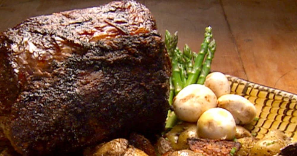 Rib Roast with Red Wine DemiGlace and Roasted White Potatoes and