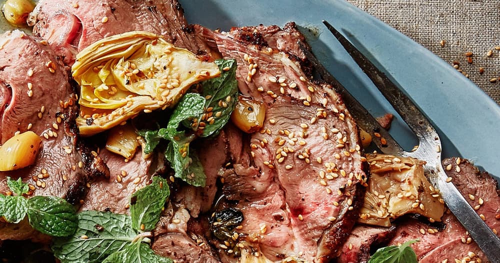 SumacRubbed Leg of Lamb with Minty Artichokes Punchfork