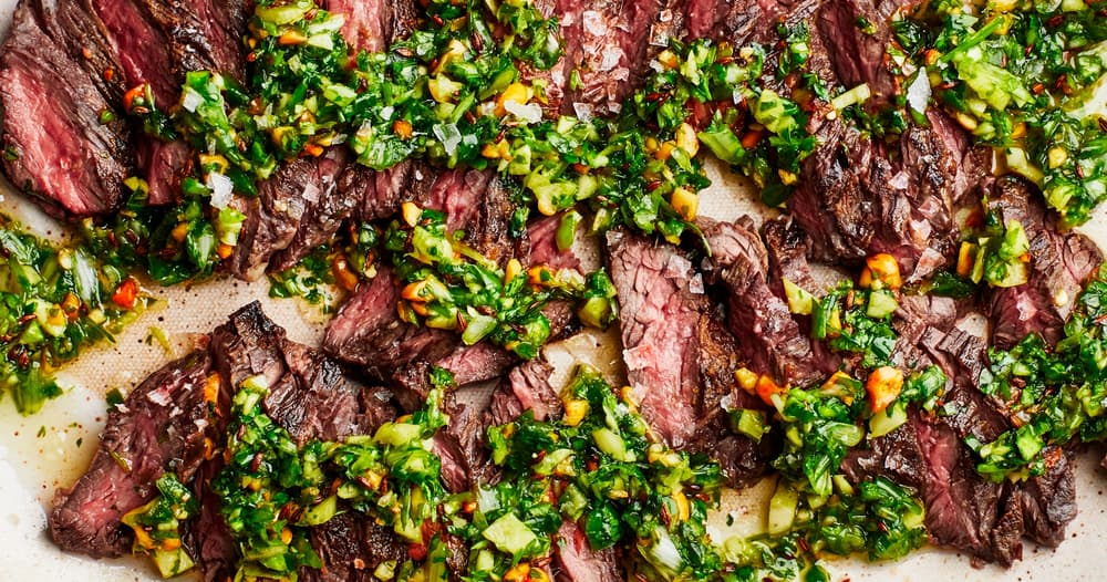 Skirt Steak with Scallion Thecha Punchfork