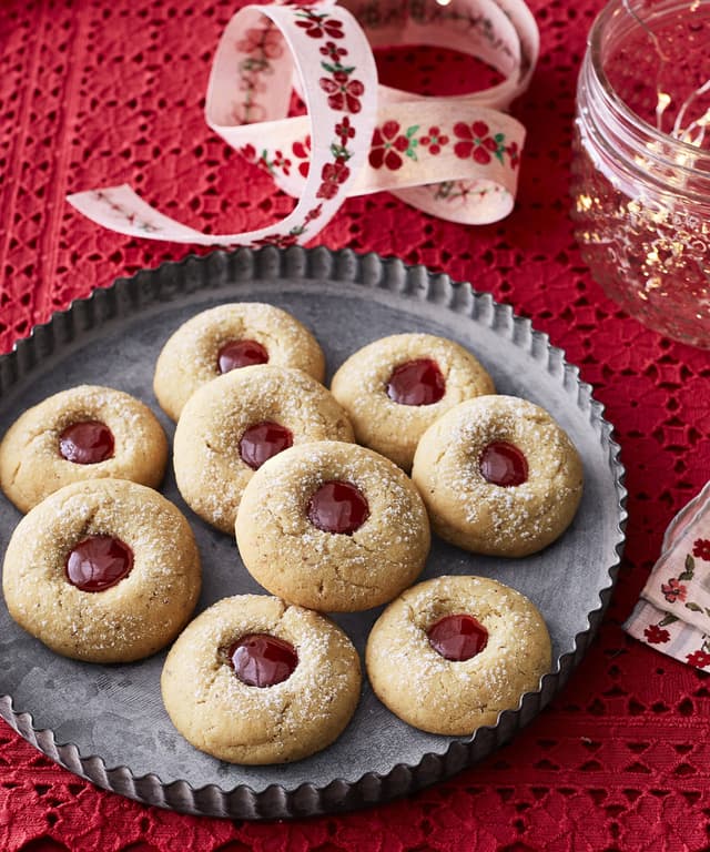 AlmondRaspberry Thumbprint Cookies Punchfork