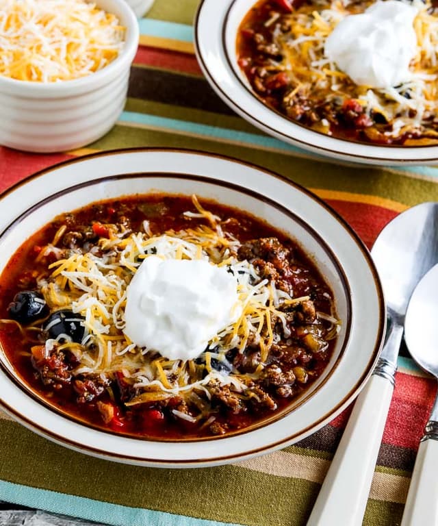 Instant Pot Ground Beef Chili with Olives | Punchfork