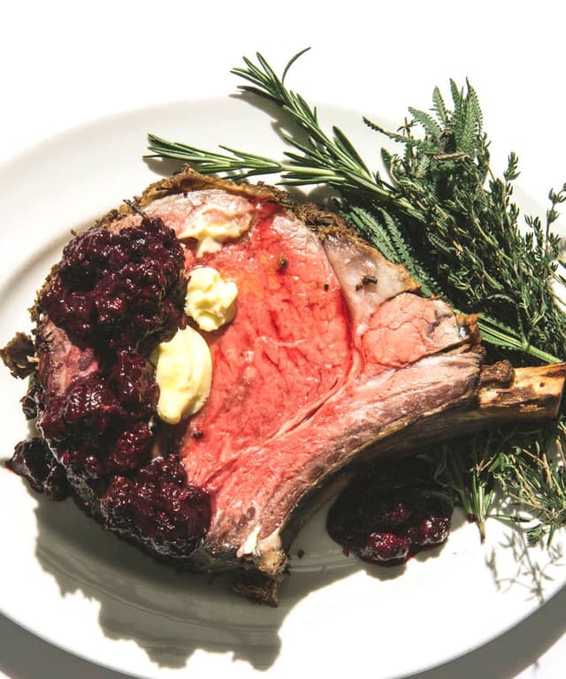 AnchovyRosemaryCrusted Prime Rib Roast with Blackberry Conserva