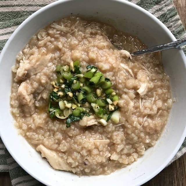 Slow Cooker Chicken Congee with Scallion Gremolata Punchfork