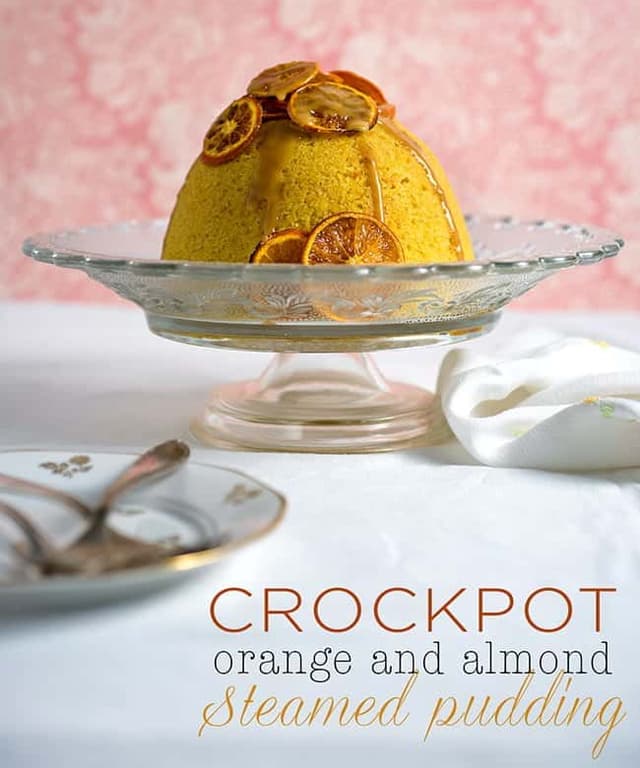Slow Cooker Orange and Almond Steamed Pudding with Toffee Sauce Punchfork