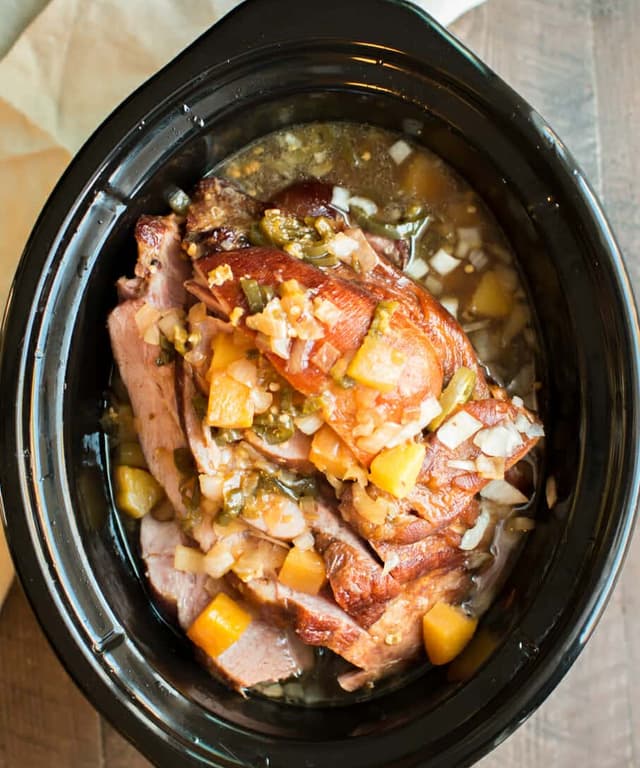 Slow Cooker Jalapeno Pineapple Ham Punchfork