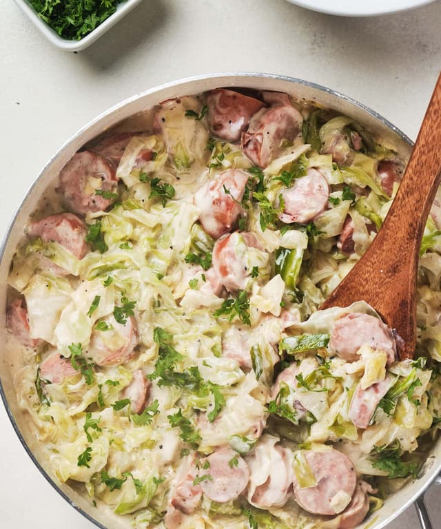 Keto Sausage and Cabbage Alfredo Punchfork