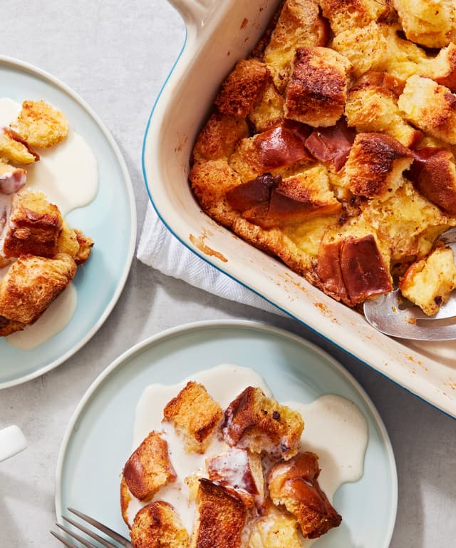 Simple Bread Pudding with Melted Ice Cream Punchfork