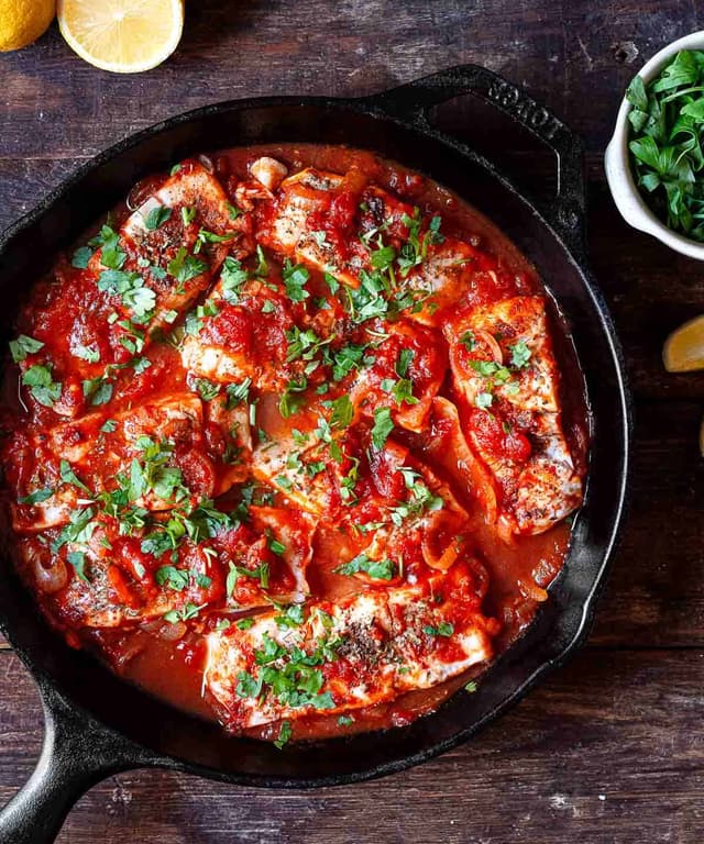 Greek Fish with Onions and Tomatoes (Psari Plaki) Punchfork