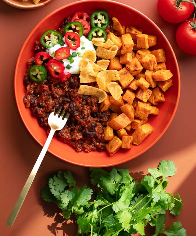 Roasted Sweet Potato Chili Bowls Punchfork