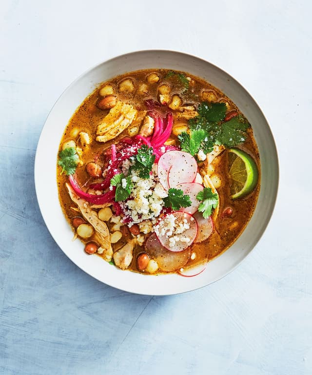 Pozole with Pinto Beans and Queso Fresco Punchfork