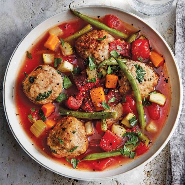 SlowCooker Vegetable & Chicken Meatball Soup Punchfork