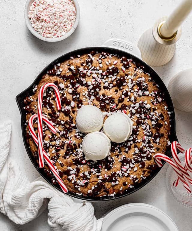 Candy Cane Chocolate Chip Cookie Skillet Punchfork