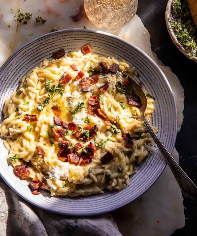 Lemon Butter Orzo Carbonara Punchfork