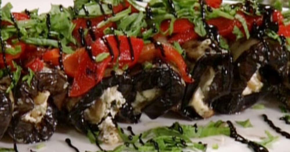 Grilled Eggplant Roulade with Balsamic Glaze Punchfork