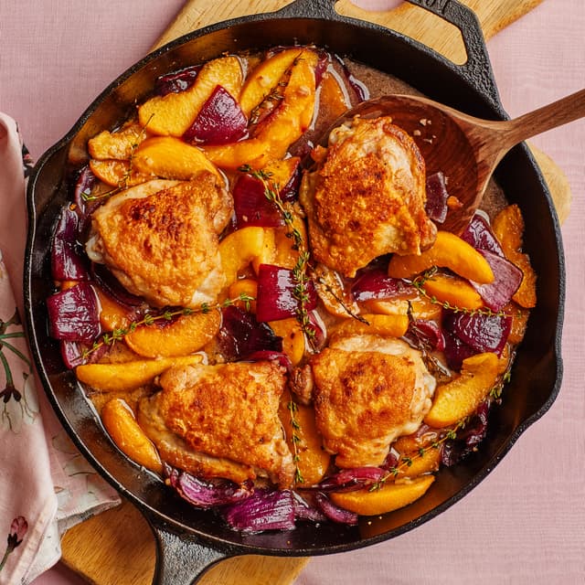 Skillet Chicken Thighs and Peaches Punchfork