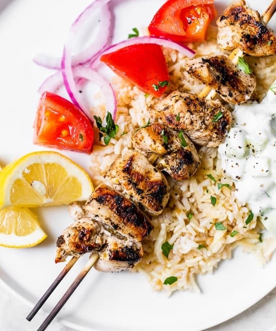 Grilled Chicken Kabobs with Cucumber Yogurt Sauce Punchfork