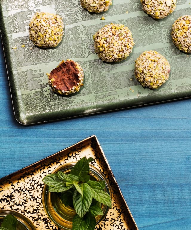 Chocolate, Pistachio, and Tahini Truffles Punchfork