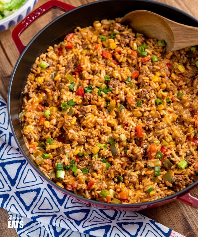 One Pot Taco Beef Rice Skillet | Punchfork