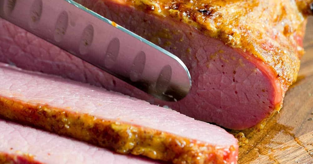 Baked Corned Beef with Honey Mustard Glaze Punchfork