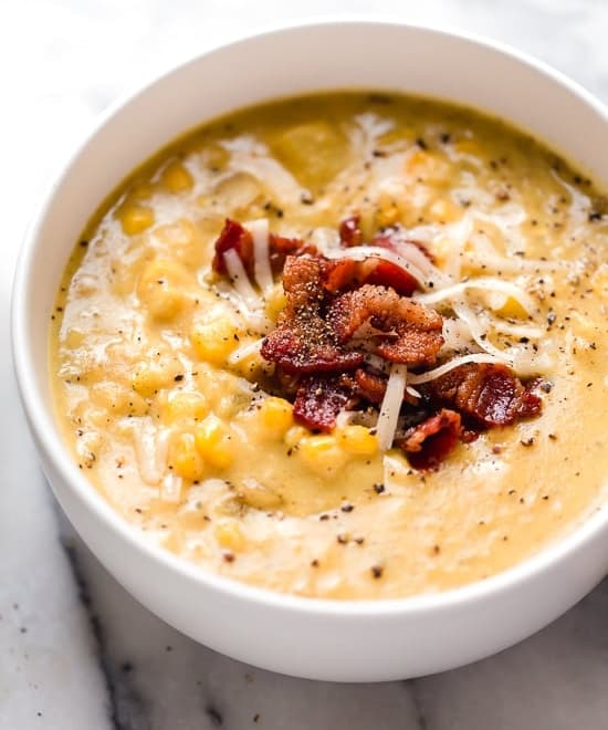 Cheddar Corn Chowder with Bacon Punchfork