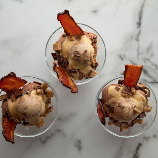 Whiskey Maple Sundaes with Candied Bacon | Punchfork