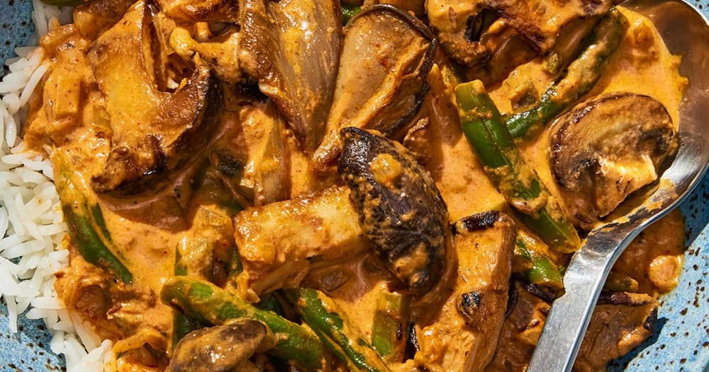 Creamy Mushroom and Green Bean Masala Punchfork