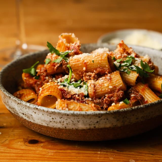 Braised Lamb Ragu Rigatoni | Punchfork